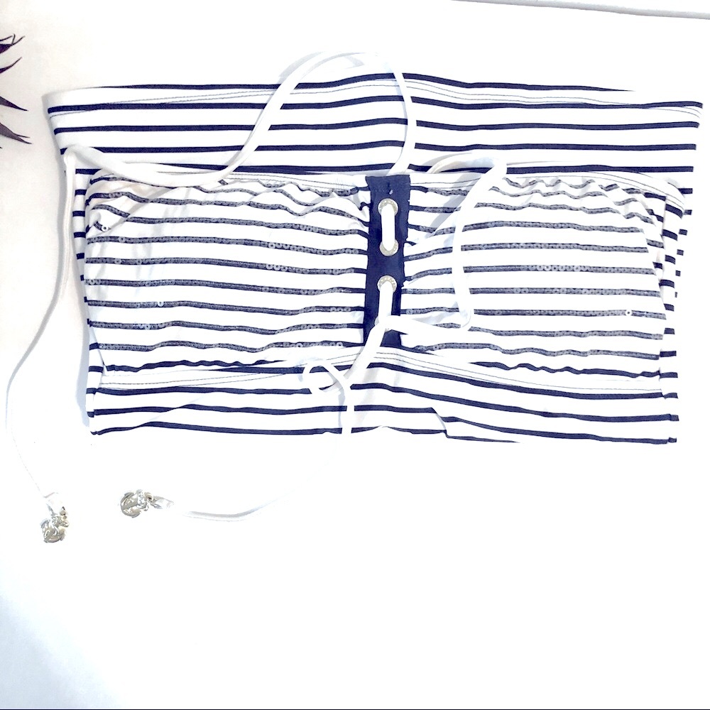 SPERRY Tankini Nautical Blue White Bikini Set - Picture 5 of 14
